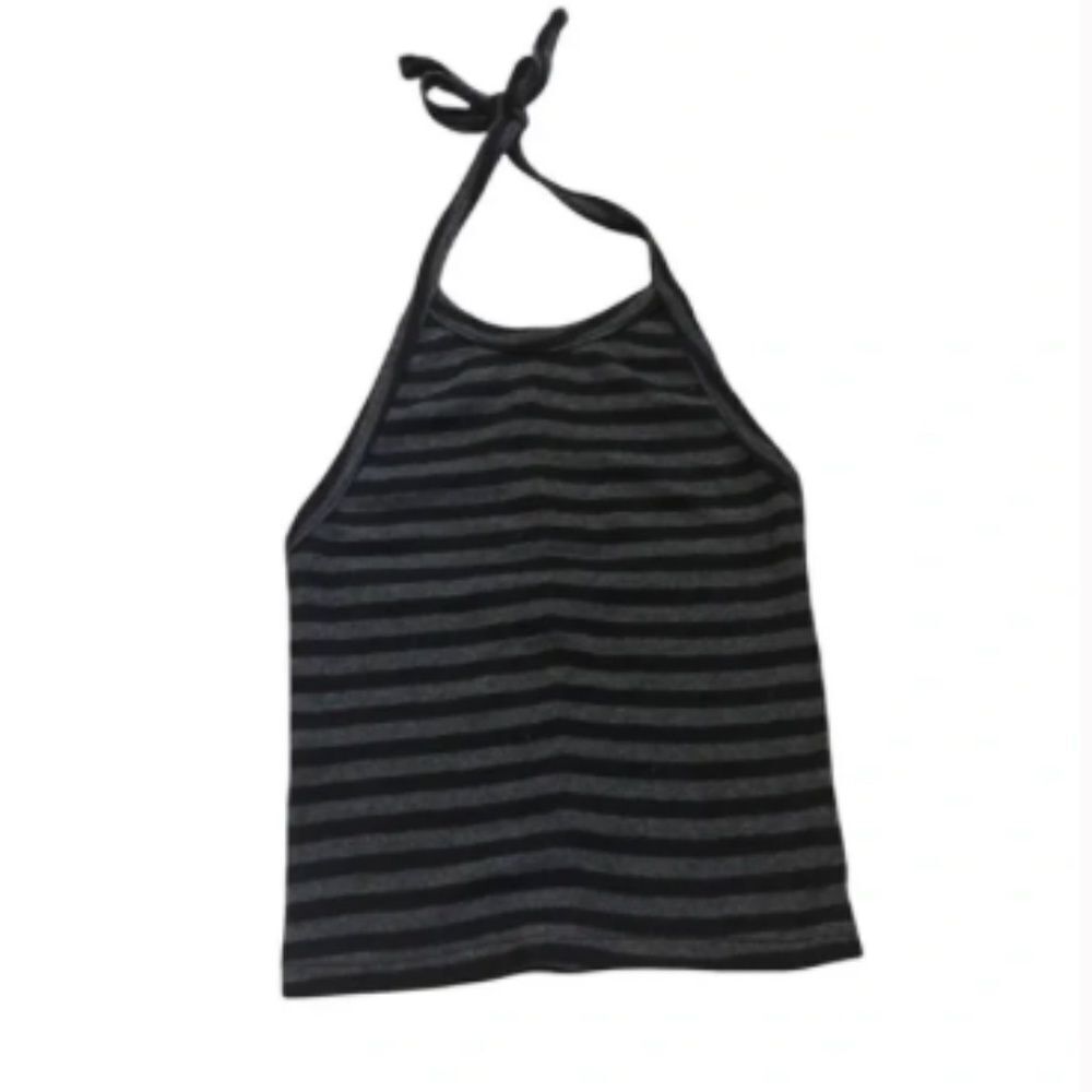 Urban Outfitters Out From Under Grey & Black Striped Halter Top